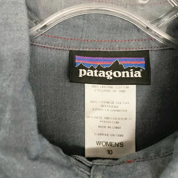 Patagonia Chambray Shirt Dress Long Sleeve Sz 10 - Picture 6 of 6